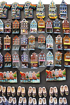 Souvenir shop with magnets in Amsterdam