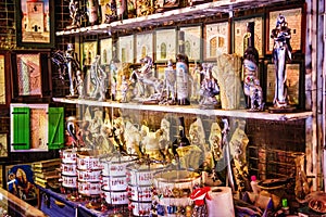 Souvenir stand in the historic palace of the Roman emperor Diocletian in Split, Croatia