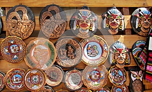 Souvenir wooden totem plates photo