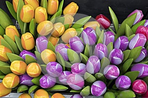 The Souvenirs at Bloemenmarkt - floating flower market on Singel Canal. Amsterdam. Netherlands