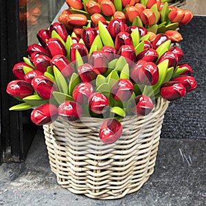 The Souvenirs at Bloemenmarkt - floating flower market on Singel Canal. Amsterdam. Netherlands