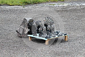 Souvenirs obsidian masks statues small selling spot