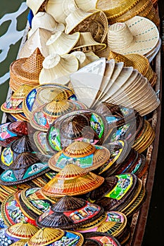 Souvenirs for sell at Damnoen Saduak floating market, Bangkok Thailand photo