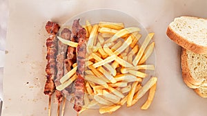 Souvlakia or suvlakia on barbeque prepared in greece