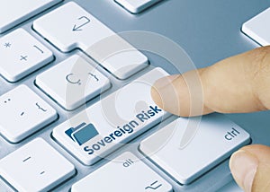 Sovereign Risk - Inscription on Blue Keyboard Key