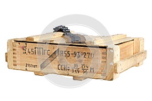 Soviet army ammunition box. Text in russian - type of ammunition