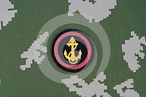 Soviet Army Marines shoulder patch on camouflage uniform