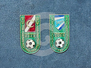 Soviet badges with the inscription `the champion of the USSR, the year of victory`, Spartak and Zenit