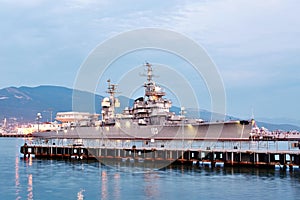 Soviet cruiser Mikhail Kutuzov in dock in Novorossiysk, Russia