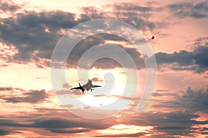 Soviet fighter and sunset