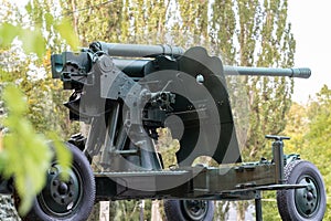 Soviet Gun on the battlefield in the summer
