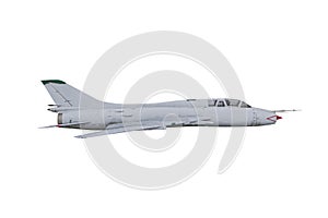 Soviet jet fighter SU-17 isolated on white background. Military strike aircraft of World war time. Fitter - NATO codification photo