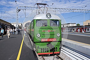 Soviet mainline DC electric locomotive VL8 (H8) on the Baltiyskiy railway station