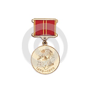 Soviet medal for the valiant work 100 anniversary of Lenin's