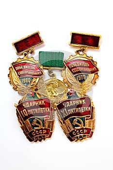 The Soviet medals for valorous work
