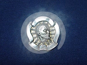 Soviet metal badge depicting Vladimir Ilyich Lenin Ulyanov, 1870-1924 from the collections `Vladimir Lenin`. Faleristics