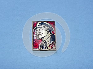 Soviet metal badge depicting Vladimir Ilyich Lenin Ulyanov, 1870-1924 from the collections `Vladimir Lenin`. Faleristics.