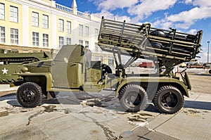 The Soviet military machine retro exhibit of the military historic Museum, Yekaterinburg, Russia, 31.03.2018