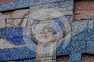 Soviet mosaic, decoration of public buildings in 1980.