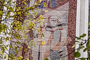 Soviet mosaic, decoration of public buildings in 1980.