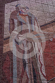 Soviet mosaic, decoration of public buildings in 1980.