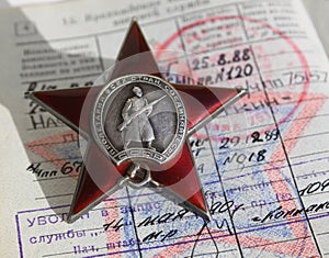 Soviet order. Red Star and soldier document