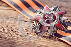 The Soviet order of the Second World war, Victory Day 9 May postcard concept