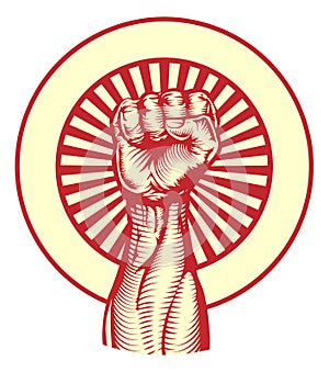 Soviet propaganda poster style fist photo