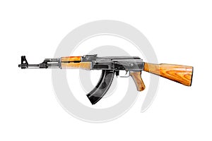 Soviet and russian assault rifle AK47 or AKM isolated on white background