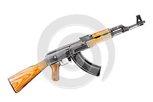 Soviet and russian assault rifle AK47 or AKM isolated on white background