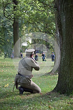 Soviet soldier aiming to enemy