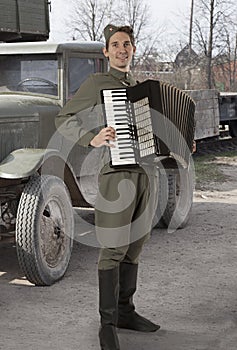 Soviet soldier outdoors