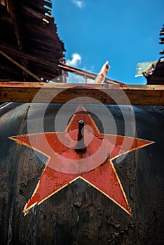 Soviet symbol on a metal background