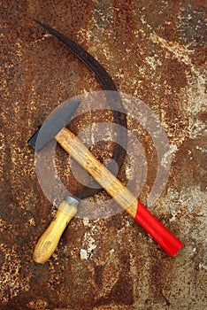 The soviet symbol sickle and hammer