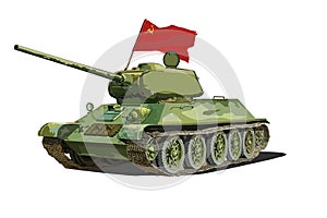 Soviet T-34 tank, isolated vector image