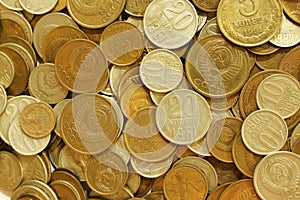 Soviet union coins close-up background