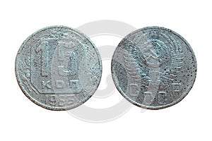 Soviet Union Communist Russia old coin 15 kopeks 1953