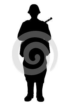 Soviet unions soldier with a rifle gun  during world war 2 silhouette vector