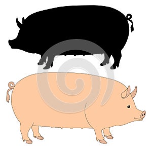 Sow pig pink silhouette black