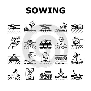 Sowing Agricultural Collection Icons Set Vector photo