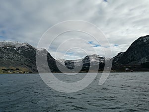Sowy Mountains surrounding Norwegian fjords