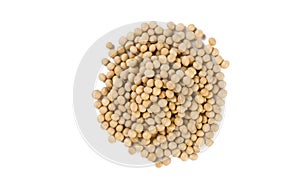 Soy bean heap isolated on white background. nutrition. food ingredient