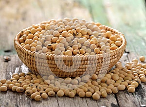 Soy beans in a basket