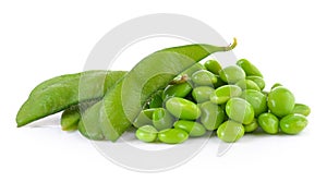 Soy beans on white background