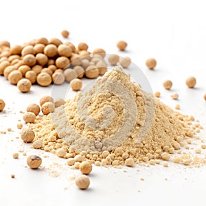 Soy flour on white background