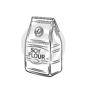Soy flour in a paper bag outline icon