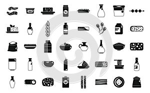 Soy food icons set simple vector. Drink food