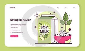 Soy food products. Soybeans milk and tofu. Vegetarian meal,