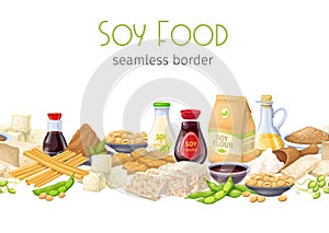 Soy food seamless border