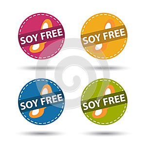 Soy Free Icons - Colorful Vector Illustration - Isolated On White